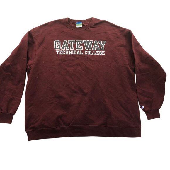 Gateway Technical College Men's Sweatshirt 3X Champion Eco Red Fleece Pullover - Picture 1 of 9